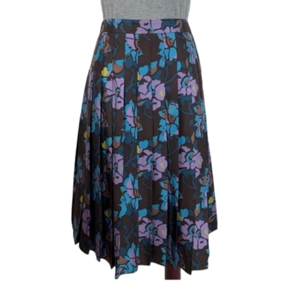 Saks Fifth Avenue Women's Floral A-Line Silk Skirt Size 10 Multicolor - Picture 3 of 7
